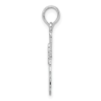 De-Ani Sterling Silver Rhodium-Plated Scalloped Edge Cut-Out Cross Pendant