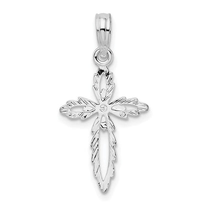 De-Ani Sterling Silver Rhodium-Plated Scalloped Edge Cut-Out Cross Pendant