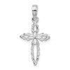 De-Ani Sterling Silver Rhodium-Plated Scalloped Edge Cut-Out Cross Pendant