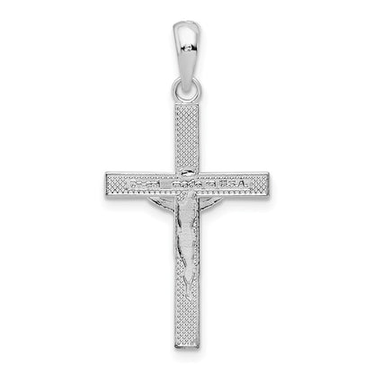 De-Ani Sterling Silver Rhodium-Plated Polished Latin Crucifix Pendant