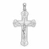De-Ani Sterling Silver Rhodium-Plated Polished Budded Crucifix Pendant
