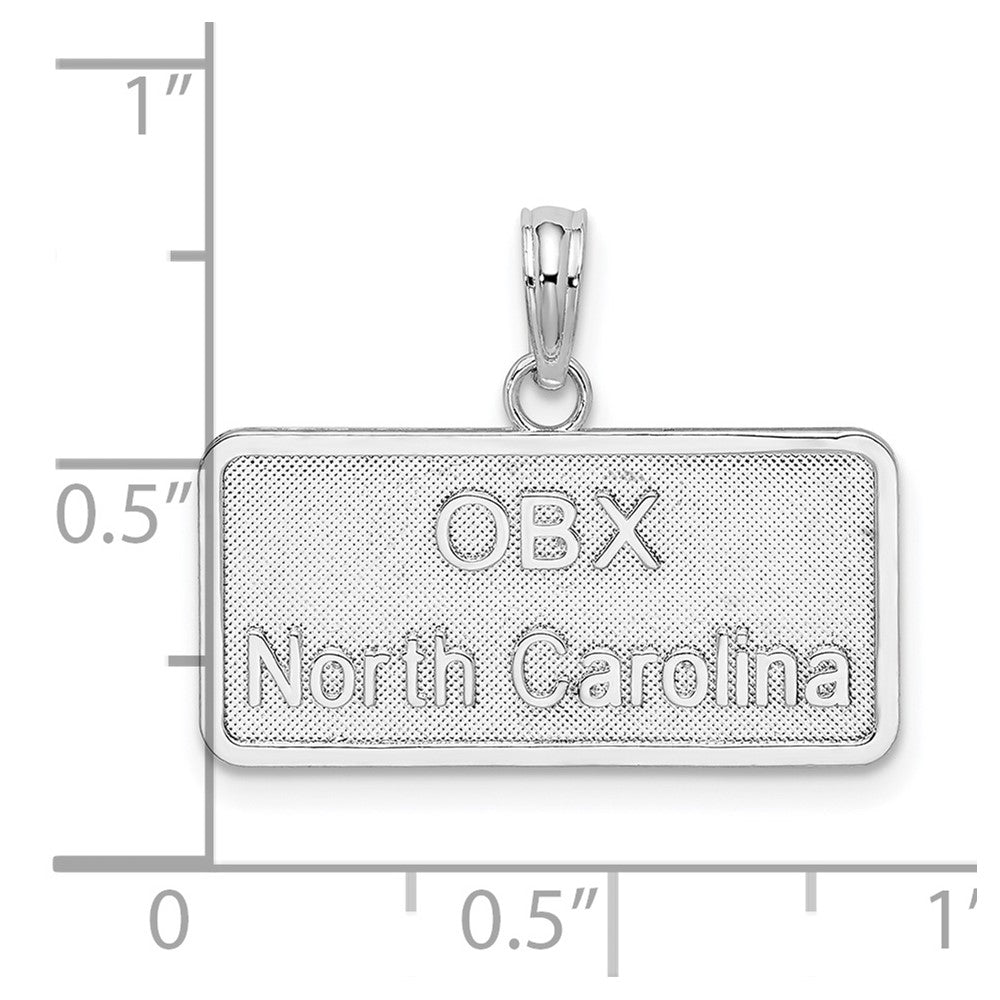De-Ani Sterling Silver Rhodium-Plated OBX North Carolina License Plate Pendant
