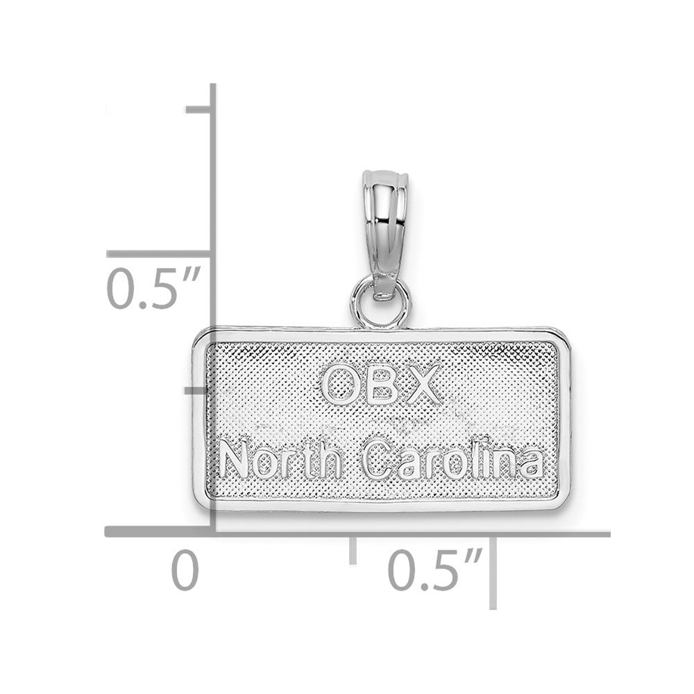 De-Ani Sterling Silver Rhodium-Plated OBX North Carolina License Plate Pendant