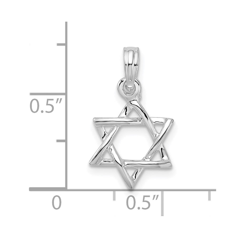 De-Ani Sterling Silver Rhodium-plated Polished 3D Cut-Out Star of David Pendant