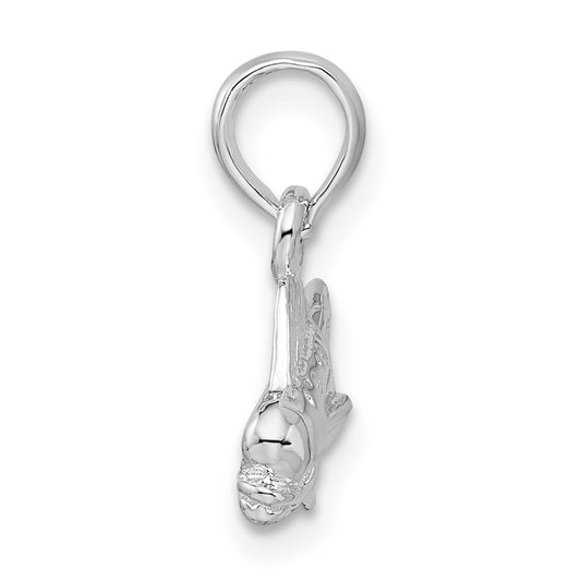 De-Ani Sterling Silver Rhodium-Plated Polished Mahi-Mahi Fish Pendant