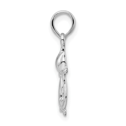De-Ani Sterling Silver Rhodium-Plated Polished Big and Little Cats Pendant