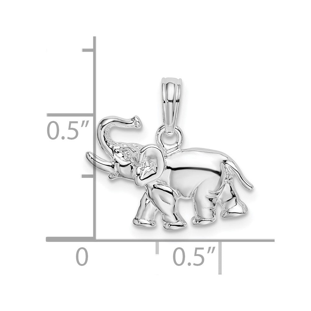 De-Ani Sterling Silver Rhodium-Plated Polished Elephant Pendant