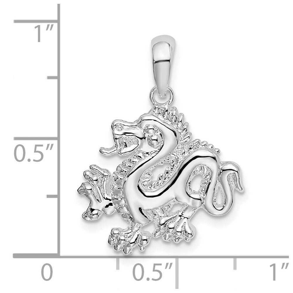 De-Ani Sterling Silver Rhodium-Plated Polished Small Dragon Pendant