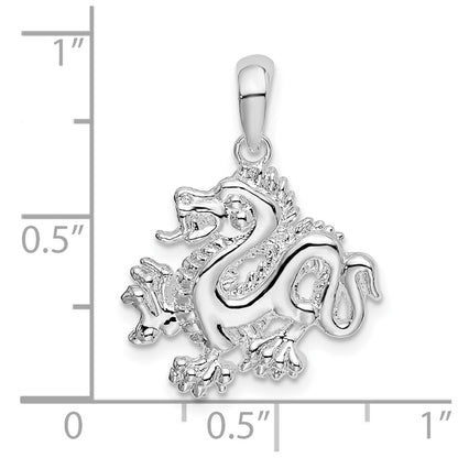 De-Ani Sterling Silver Rhodium-Plated Polished Small Dragon Pendant