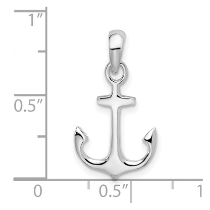 De-Ani Sterling Silver Rhodium-Plated Polished 3D Anchor Pendant