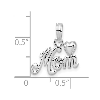 De-Ani Sterling Silver Polished Mom with Heart Pendant