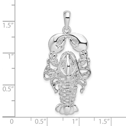 De-Ani Sterling Silver Rhodium-Plated Polished Maine Lobster Pendant