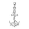 De-Ani Sterling Silver Rhodium-Plated 3D Anchor with Rope and Shackle Pendant