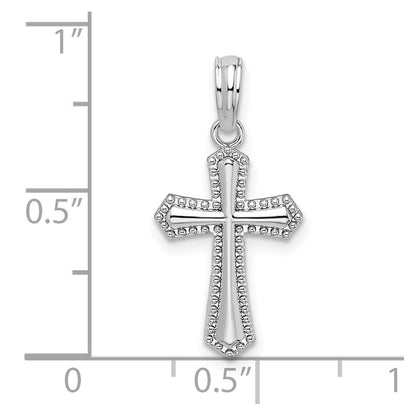 De-Ani Sterling Silver Rhodium-plated Polished Beaded Passion Cross Pendant