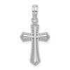 De-Ani Sterling Silver Rhodium-plated Polished Beaded Passion Cross Pendant