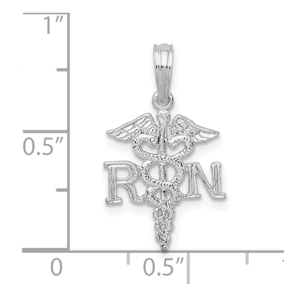 De-Ani Sterling Silver Rhodium-Plated Polished RN Caduceus Pendant