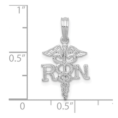 De-Ani Sterling Silver Rhodium-Plated Polished RN Caduceus Pendant