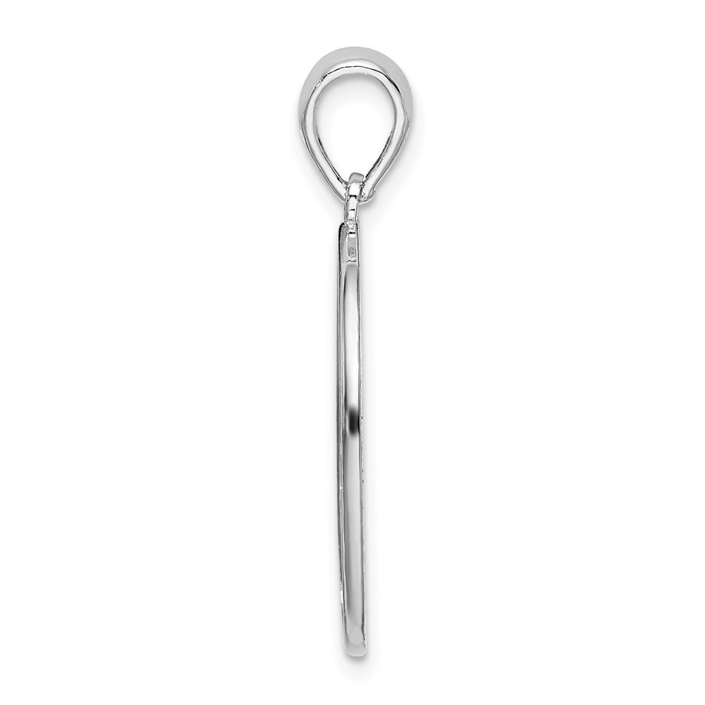 De-Ani Sterling Silver Rhodium-Plated Textured Flamingos with Palm Tree Oval Pendant