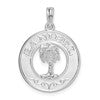 De-Ani Sterling Silver Rhodium-Plated Polished Sanibel Circle with Palm Tree Pendant