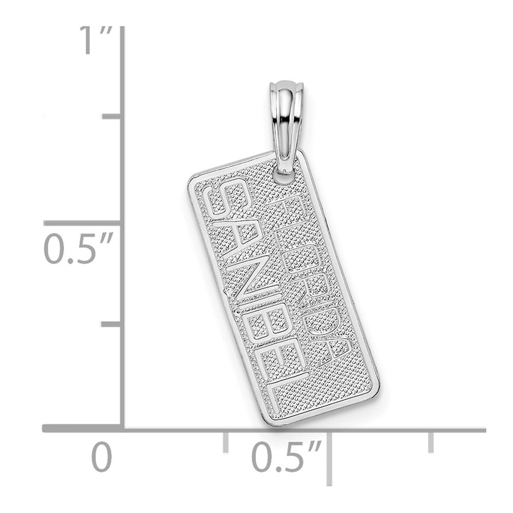 De-Ani Sterling Silver Rhodium-Plated Small Florida Sanibel License Plate Pendant