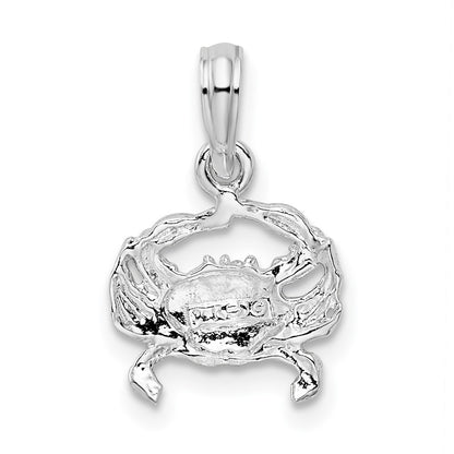De-Ani Sterling Silver Rhodium-Plated Polished Blue Crab Pendant