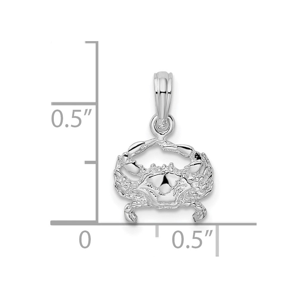 De-Ani Sterling Silver Rhodium-Plated Polished Blue Crab Pendant