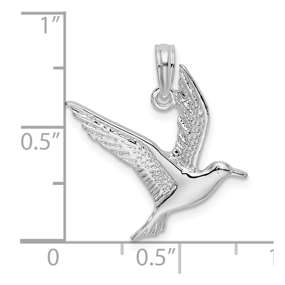 De-Ani Sterling Silver Rhodium-Plated Polished Flying Seagull Pendant