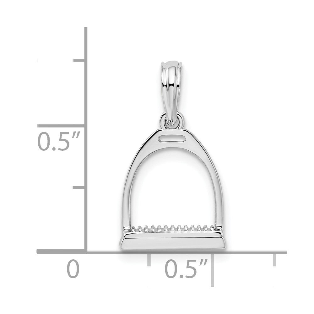 De-Ani Sterling Silver Rhodium-plated Polished 3D Horse Stirrup Pendant