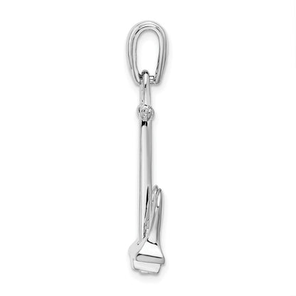 De-Ani Sterling Silver Rhodium-Plated Polished 3D Large Navy Anchor Pendant