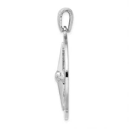 De-Ani Sterling Silver Rhodium-Plated Polished Large Nautical Compass Pendant