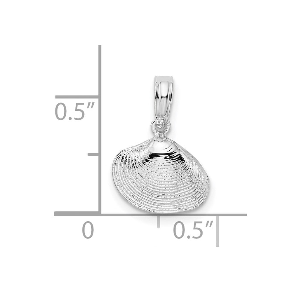 De-Ani Sterling Silver Rhodium-Plated Polished Clam Shell Pendant