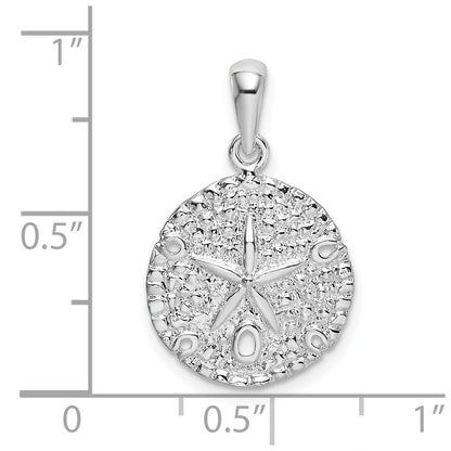 De-Ani Sterling Silver Rhodium-Plated Polished and Textured Sand Dollar Pendant
