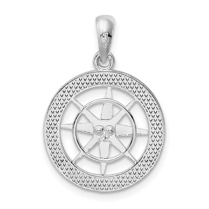 De-Ani Sterling Silver Rhodium-Plated Polished Nautical Compass Pendant
