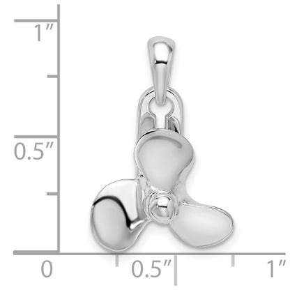 De-Ani Sterling Silver Rhodium-Plated Polished Moveable 3D Propeller Pendant
