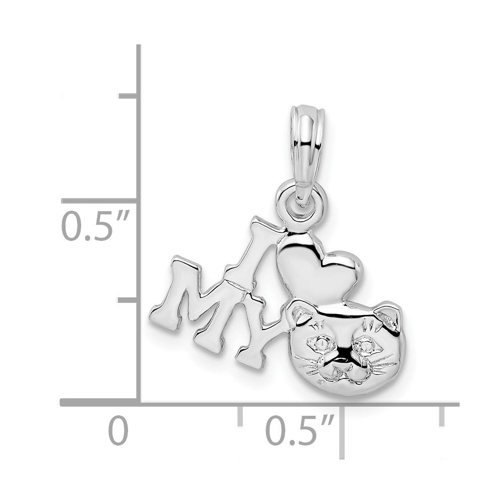 De-Ani Sterling Silver Rhodium-Plated Polished I Heart My Cat Pendant