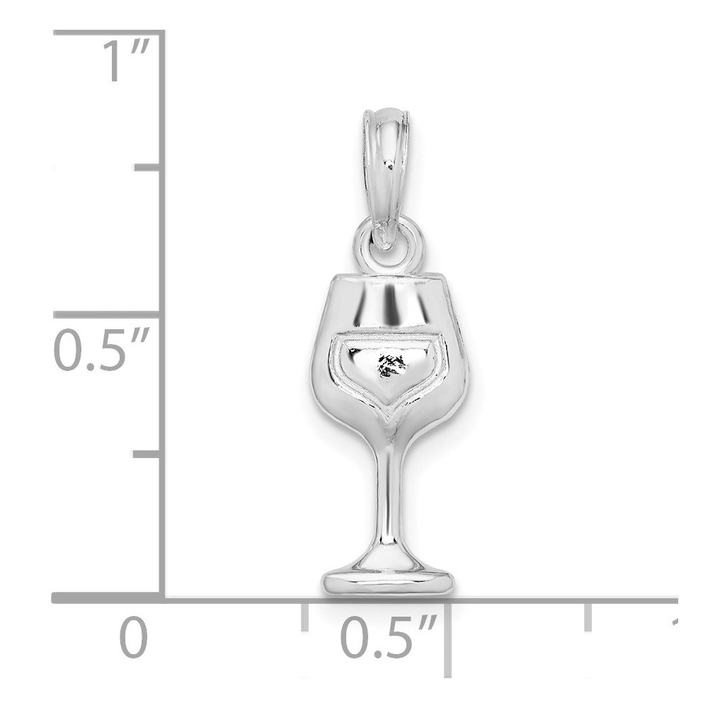 De-Ani Sterling Silver Rhodium-Plated Polished Wine Glass Pendant
