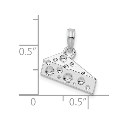 De-Ani Sterling Silver Rhodium-Plated Polished Cheese Wedge Pendant