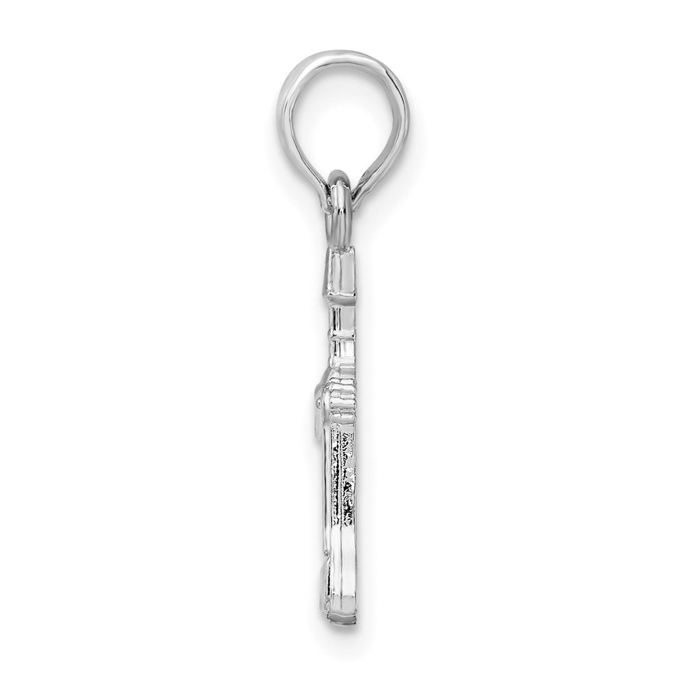 De-Ani Sterling Silver Rhodium-Plated Polished Wine Bottle Opener Pendant