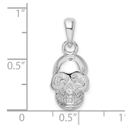De-Ani Sterling Silver Rhodium-Plated Polished 3D Skull Pendant