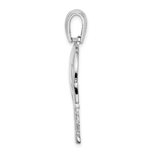 De-Ani Sterling Silver Rhodium-Plated Polished Charleston Palm Tree Pendant
