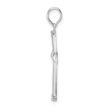 De-Ani Sterling Silver Rhodium-Plated Polished Tapered Center Cross Pendant