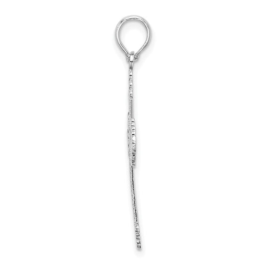 De-Ani Sterling Silver Rhodium-Plated Polished Heart Cross Pendant