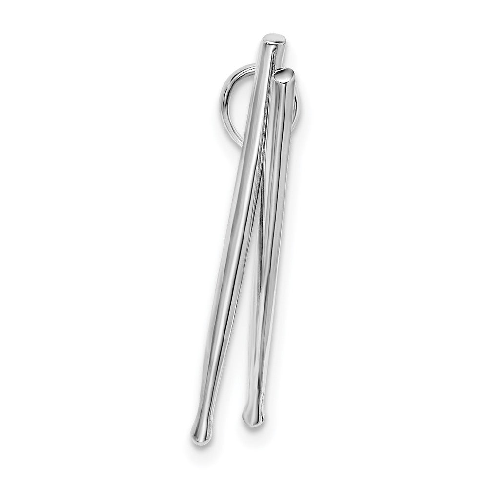De-Ani Sterling Silver Rhodium-Plated Polished Moveable 3D Drumsticks Pendant