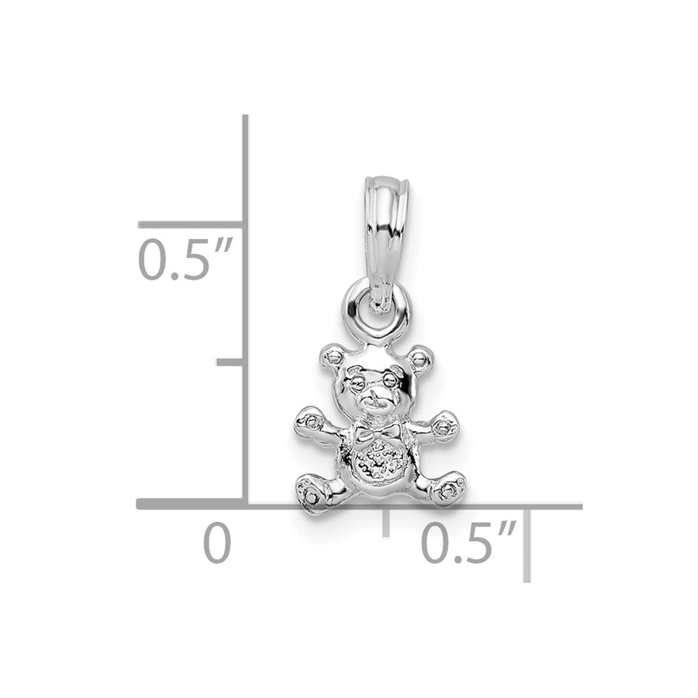 De-Ani Sterling Silver Rhodium-Plated Polished 3D Mini Bear Pendant