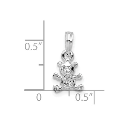 De-Ani Sterling Silver Rhodium-Plated Polished 3D Mini Bear Pendant