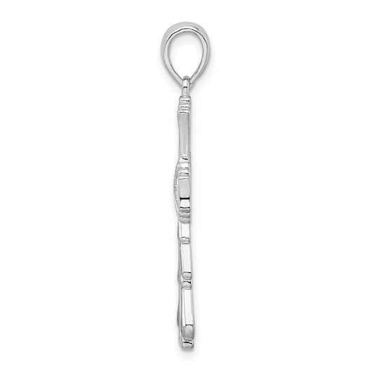 De-Ani Sterling Silver Rhodium-Plated Polished X-Center Cut-Out Cross Pendant