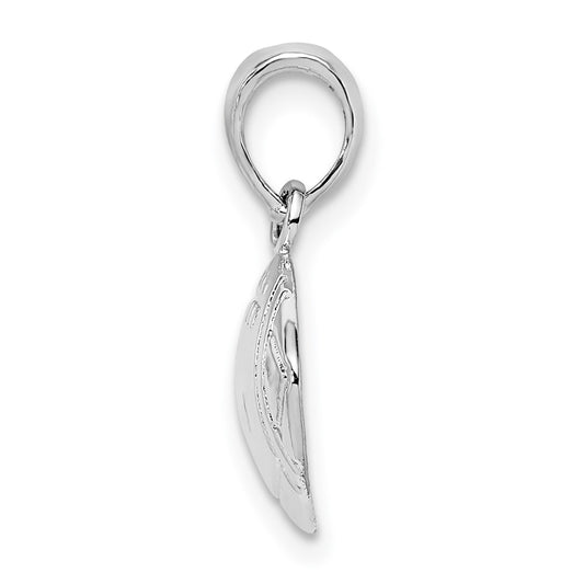 De-Ani Sterling Silver Rhodium-Plated Polished Football Pendant