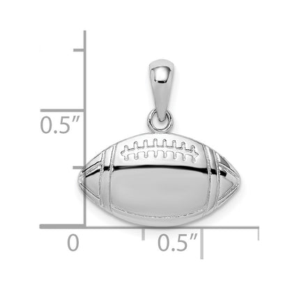 De-Ani Sterling Silver Rhodium-Plated Polished Football Pendant