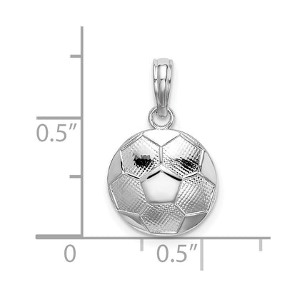 De-Ani Sterling Silver Rhodium-Plated Polished and Textured Soccer Ball Pendant