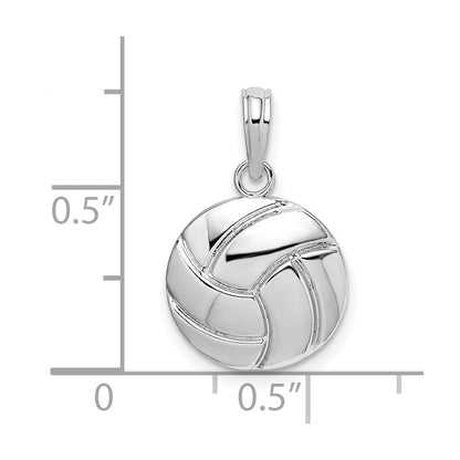 De-Ani Sterling Silver Rhodium-Plated Polished Volleyball Pendant